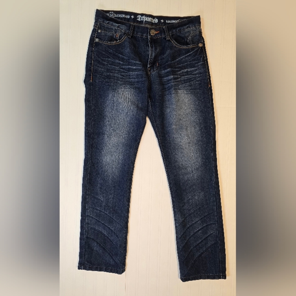 Departed Premium Quality Denim Relaxed Blue Jeans with Natural Fading